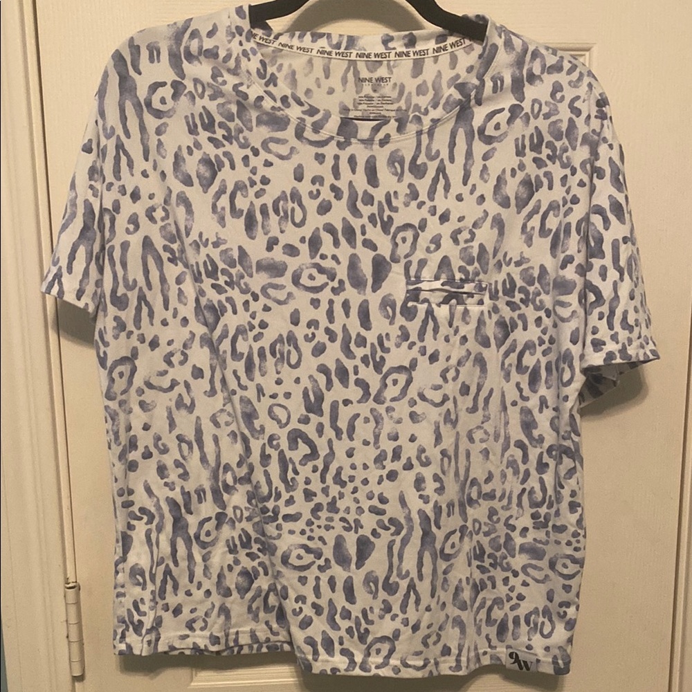 Nine West Women's Blue Leopard Print Pajamas